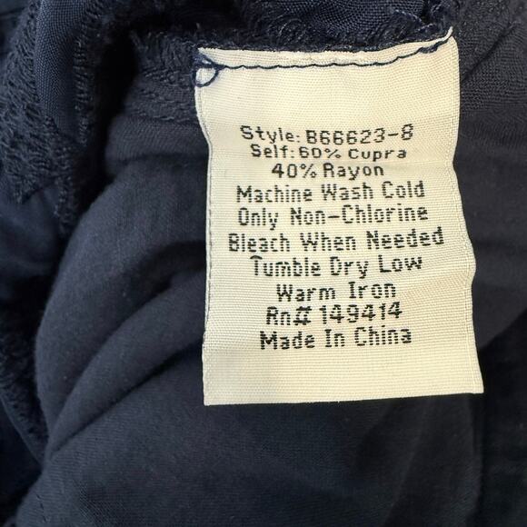 Biya by Johnny Was Embroidered Wide Leg Pants | Navy Blue Boho Artsy | Large - Picture 5 of 9